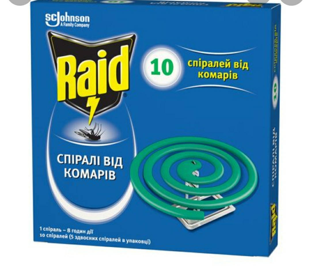 

Спирали от комаров Raid 10шт.