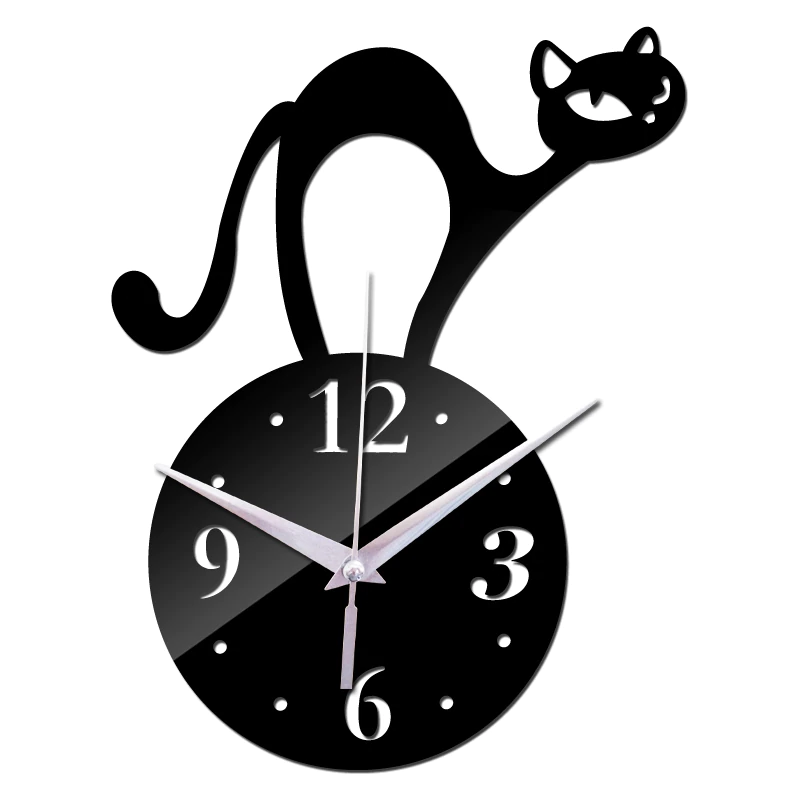 

20х35 см, Часы настенные, дизайнерские на стену ReD Cat Кошка,Черные