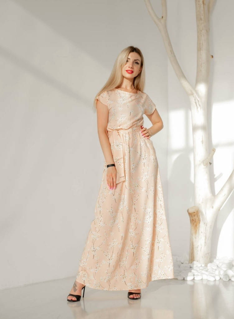 

Длинный модный летний сарафан в пол, платье свободного кроя под поясок .