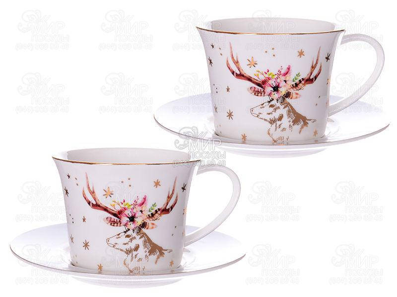 

Lefard China Набор чашек для чая с блюдцами Рождественский олень 2/4 924-467