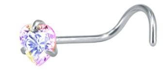 

Пирсинг, серьга для носа, нострила с кристаллом хамелеон сердечко, твист