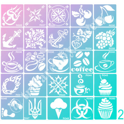 

Трафареты клеевые 25шт для Блеск и Био тату 6х6см