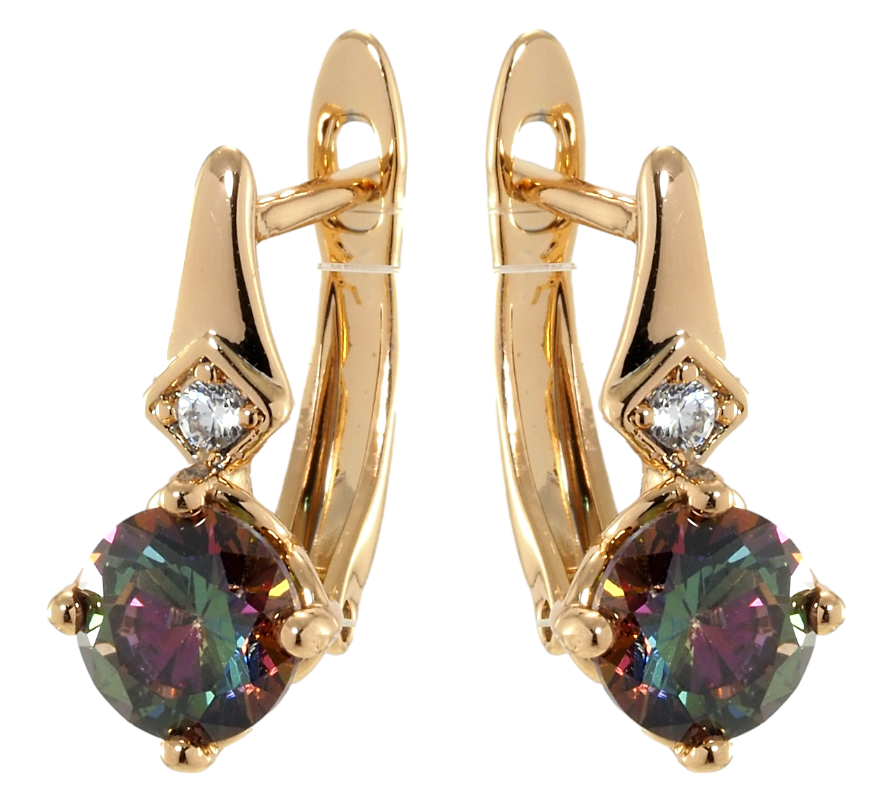 

Серьги Xuping Позолота 18K английский замок "Фианиты хамелеон"