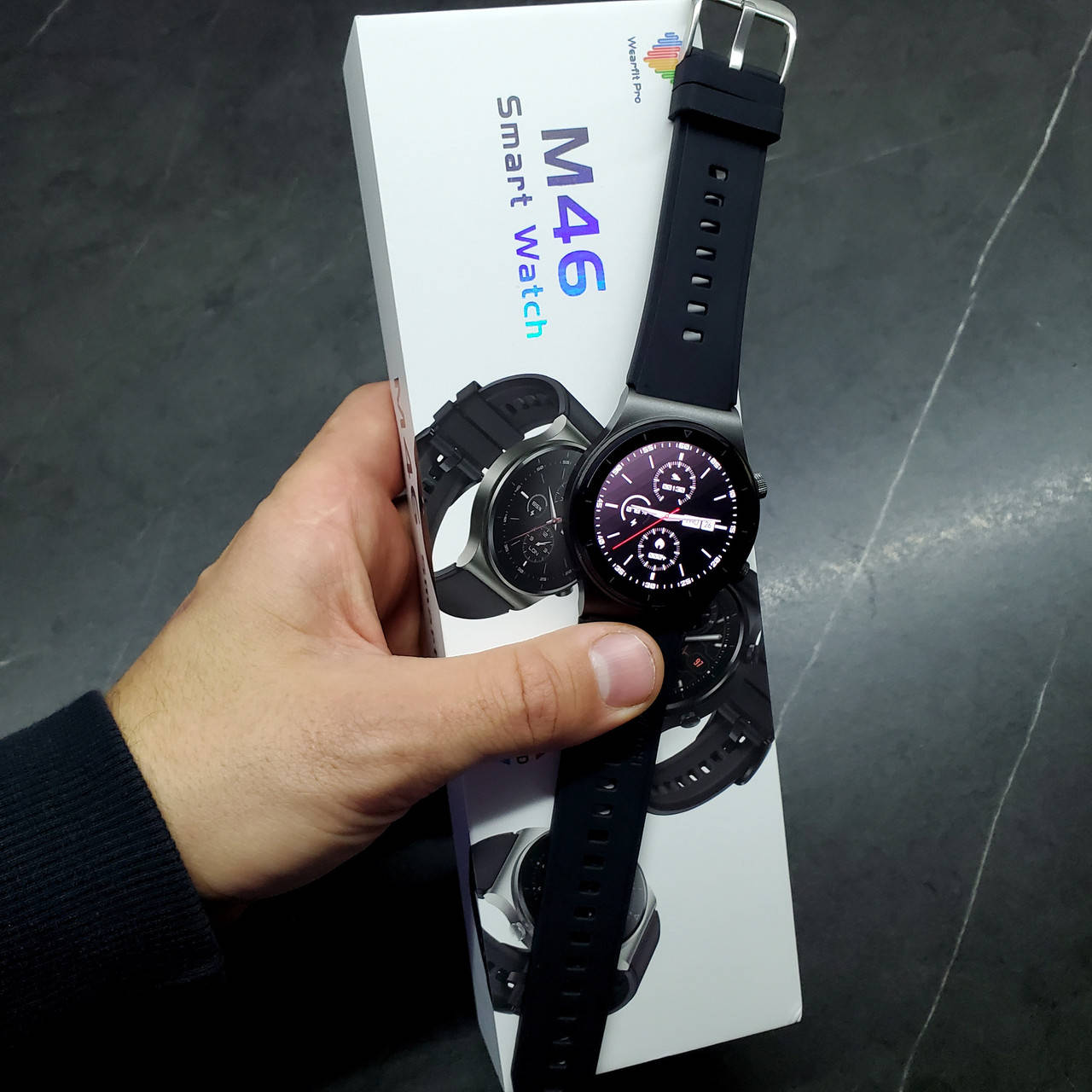 

Мужские смарт часы Smart Watch M46 круглые с микрофоном AMOLED 43mm Черный