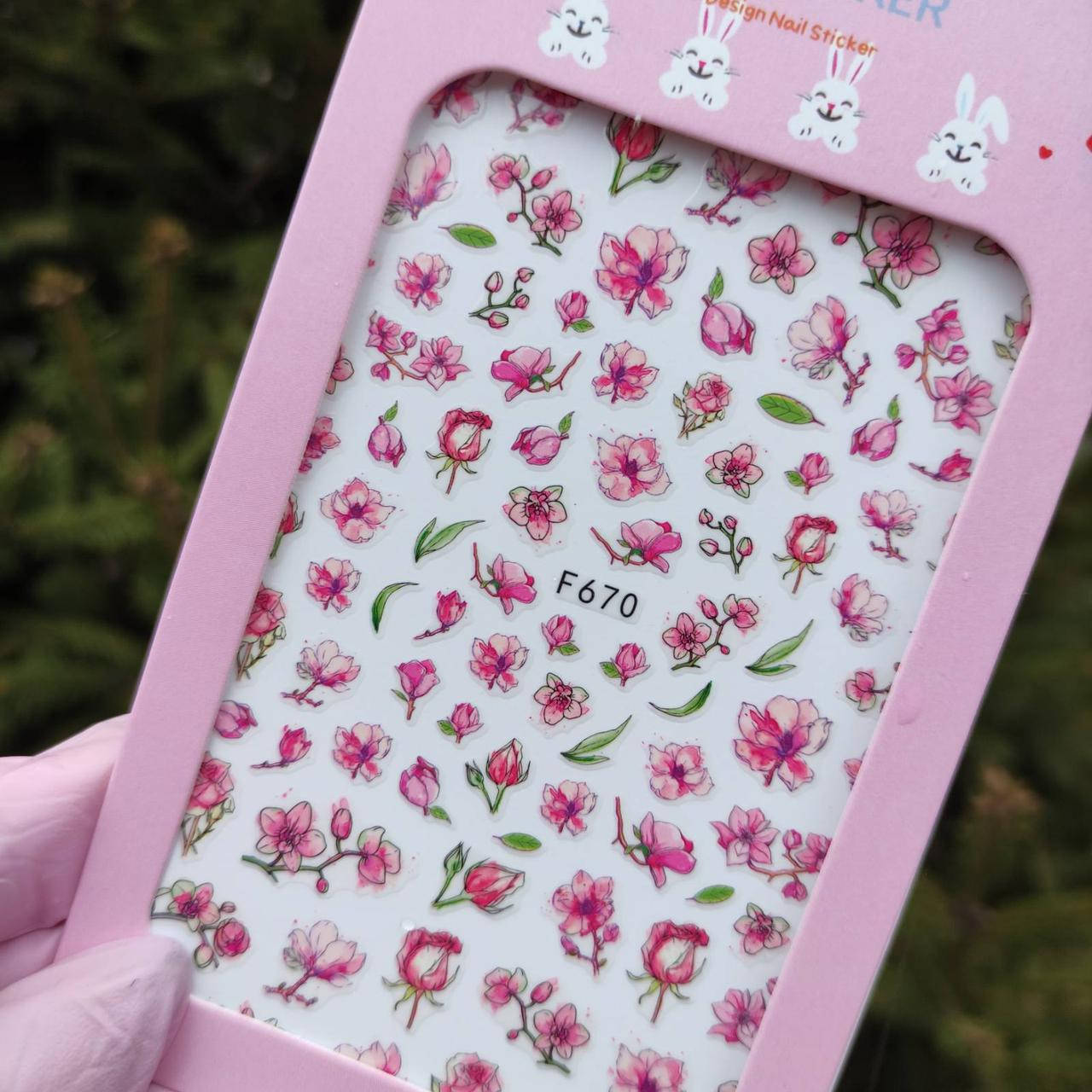 

Наклейки для ногтей цветочки Sweet Nails 670, Разные цвета