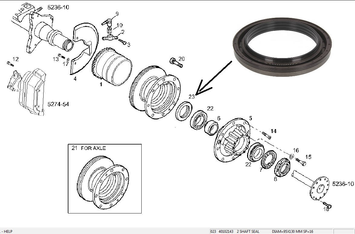 

Сальник задней ступицы Ивеко Еврокарго кассетный 95*130*16 Ступичный сальник Iveco Eurocargo Daily 40102143
