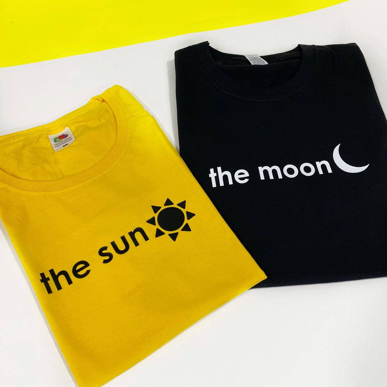 

Парные футболки. Футболки для влюбленных. Moon and sun