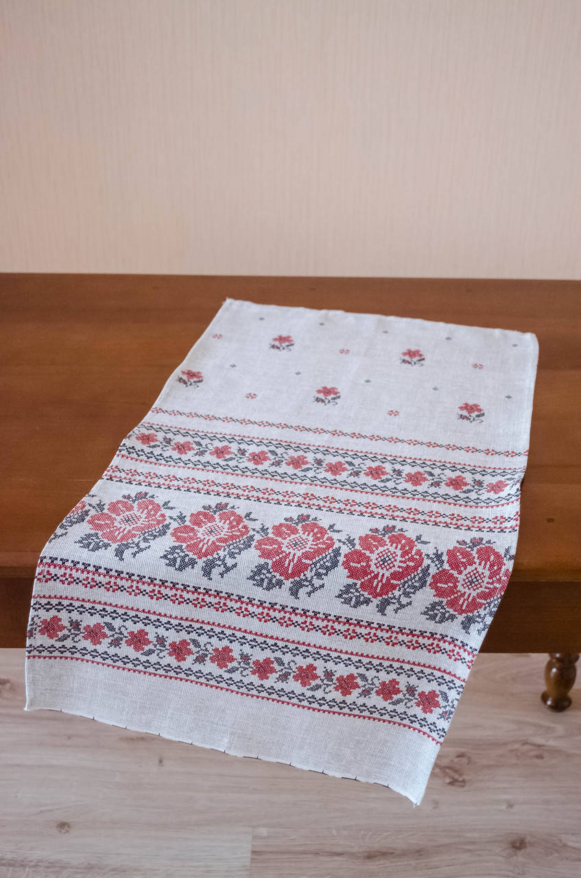 

Полотенце льняное большое "Серый орнамент"