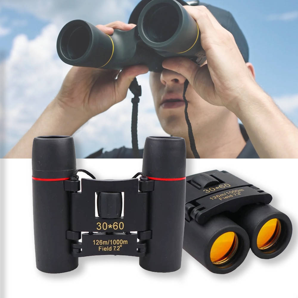 

Туристический бинокль Sakura 30х60 / Карманный бинокль с чехлом / Складной водонепроницаемый бинокль, Черный