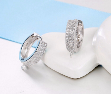 

Швензы для сережек покрытые стерлинговым серебром 925 проба с фианитами круглые