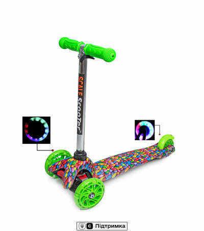 

Детский трехколесный самокат Scooter Micro Mini со светящимися колесами и рисунком, M&Ms