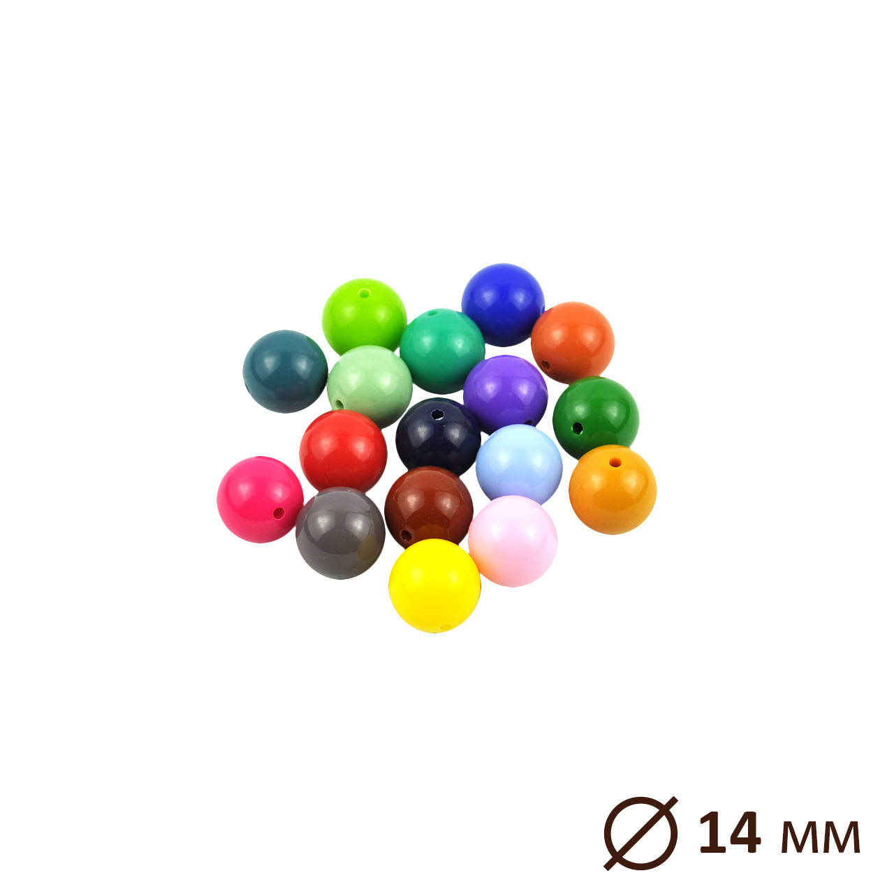 

Бусина круглая, акрил, Ассорти Ø 14 мм, 5 шт