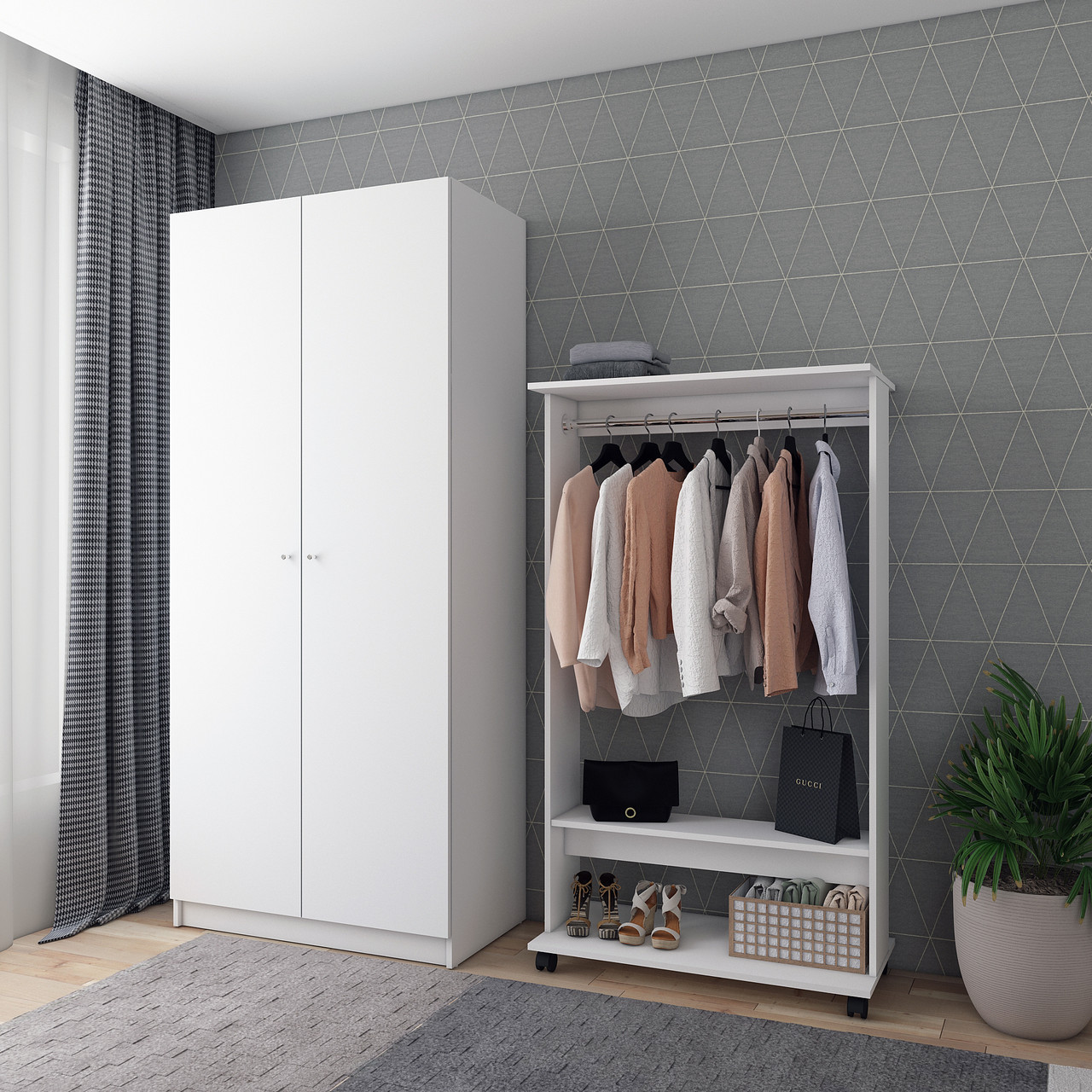 Шафа для одягу Doros Promo з полицями Білий 2 ДСП 90х48х204 (42005100) 5