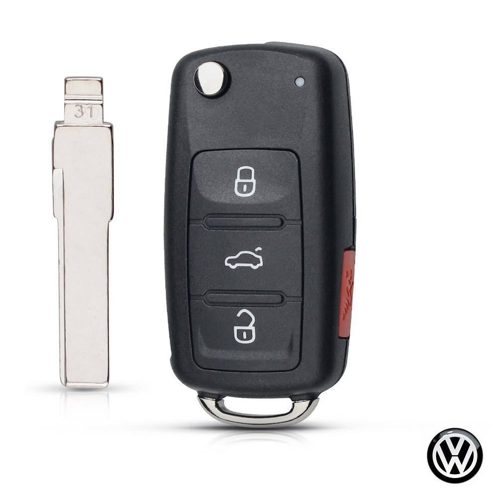 

Корпус выкидного ключа VW Jetta 6 USA (3+1 кнопки Panic+Логотип VW Black)