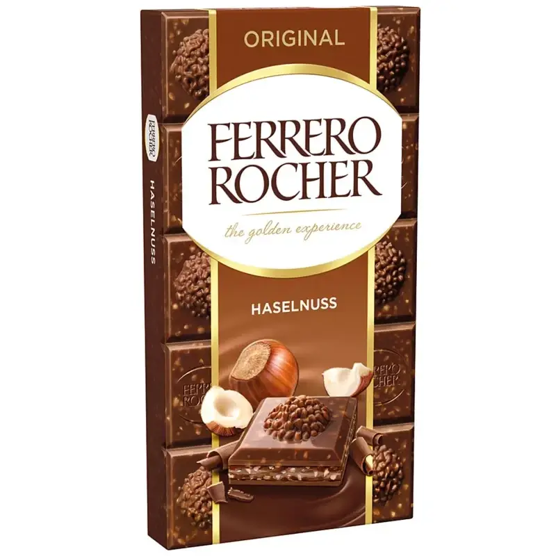 

Шоколадная плитка "Ferrero Rocher Hazelnut" 90 гр. Германия
