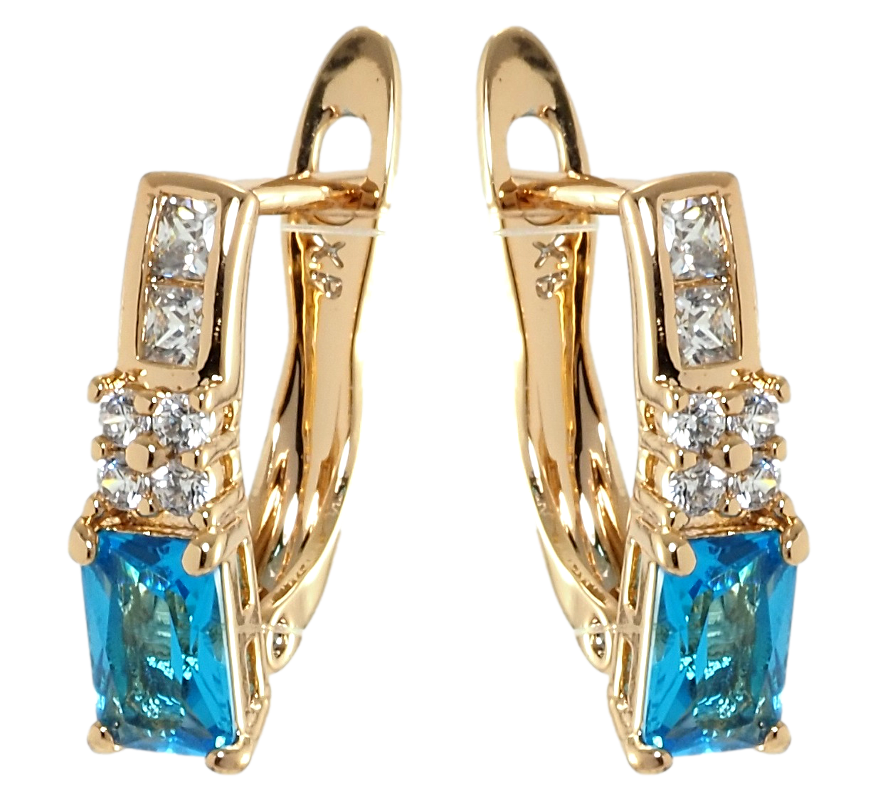 

Серьги Xuping Позолота 18K английский замок "Голубые фианиты с цирконием"