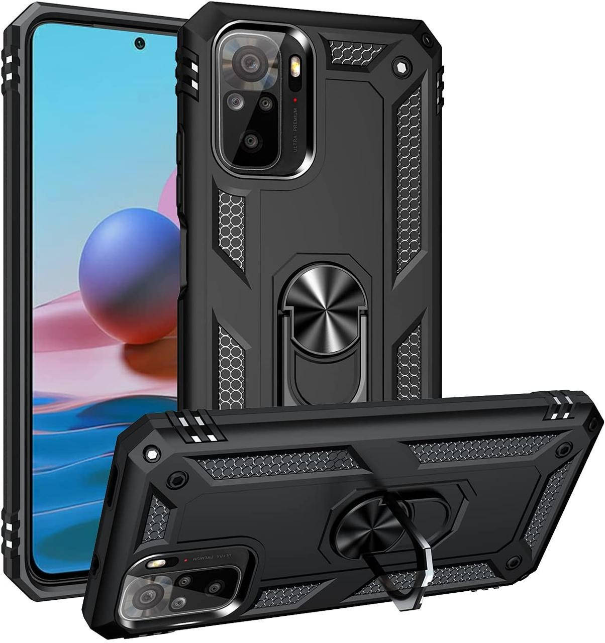 

Чехол Getman для xiaomi redmi note 10 / 10s / сяоми редми нот 10 /10s противоударный бампер с кольцом (черный), Синий