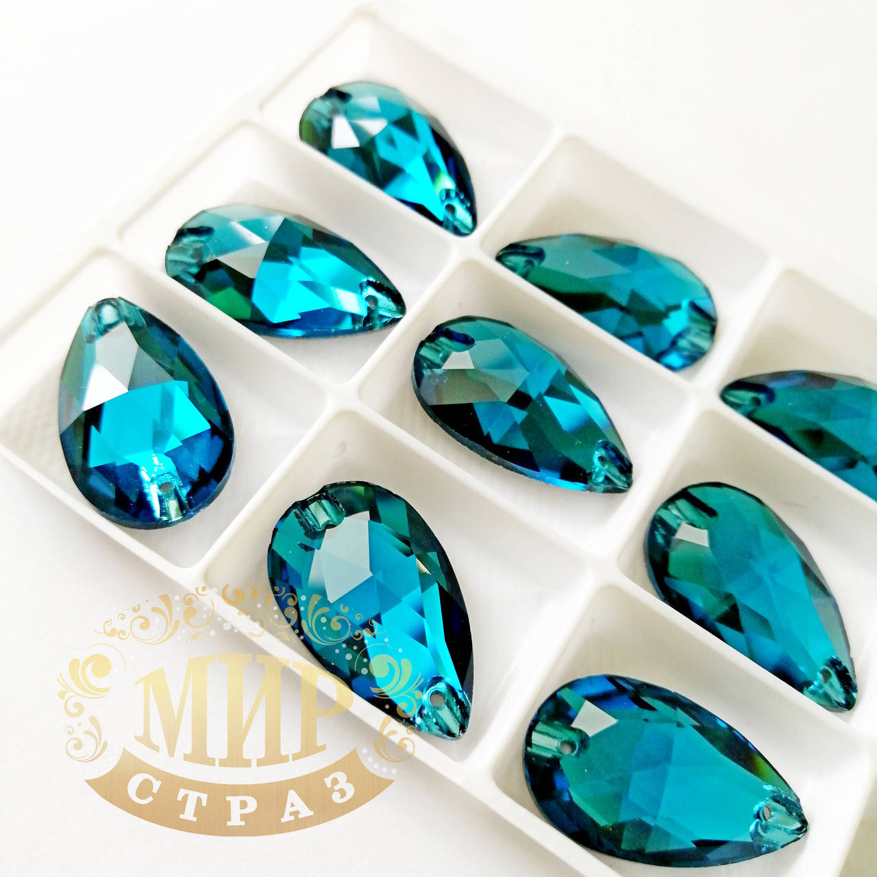 

Пришивные капли стекло Lux, цвет Blue Zircon, 11x18мм, 1шт