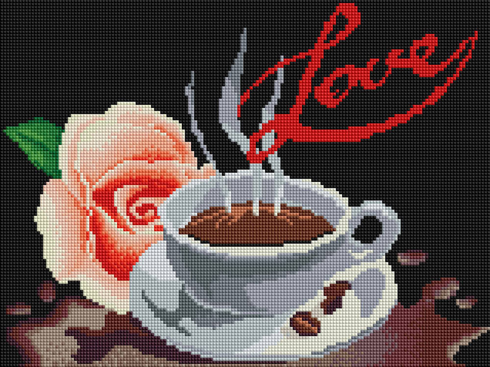 

Алмазная мозаика ColorArt 30х40 Кофе с розой ST423