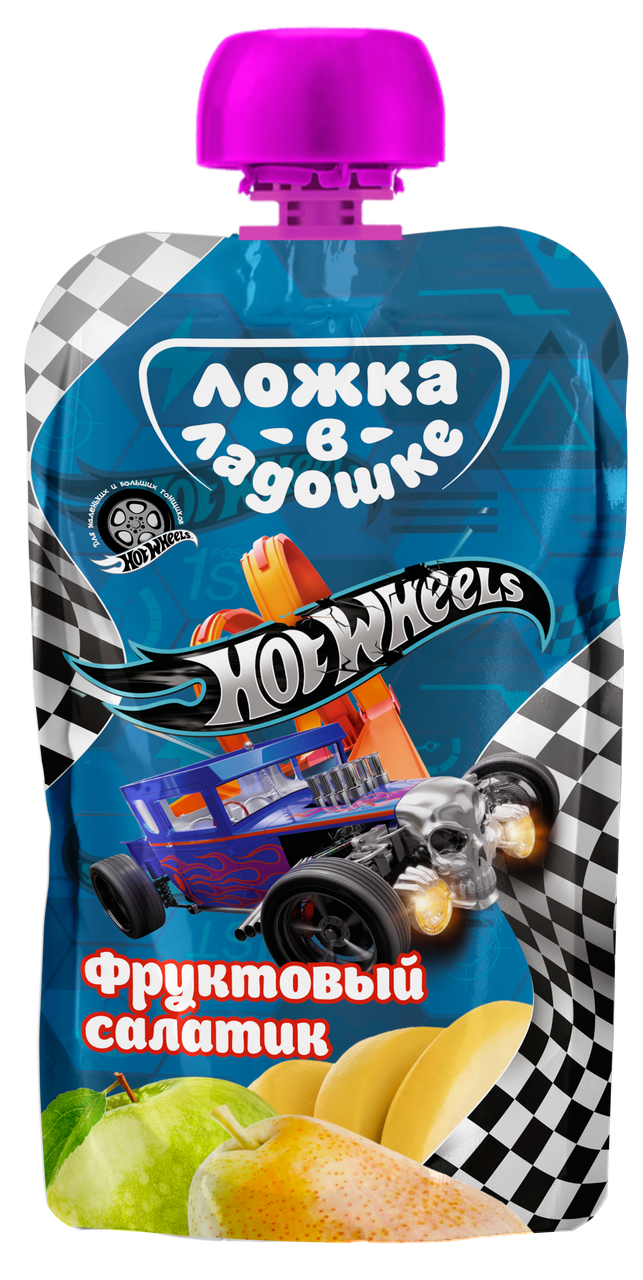 

9549_Годен_до_13.10.22 «HOT WHEELS» Пюре з бананів, груш та яблук «Фруктовий салатик» для дітей від 6 місяців,