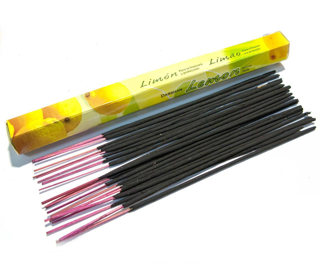 

Благовония, угольные аромапалочки Lemon (Лимон, Darshan) шестигранник