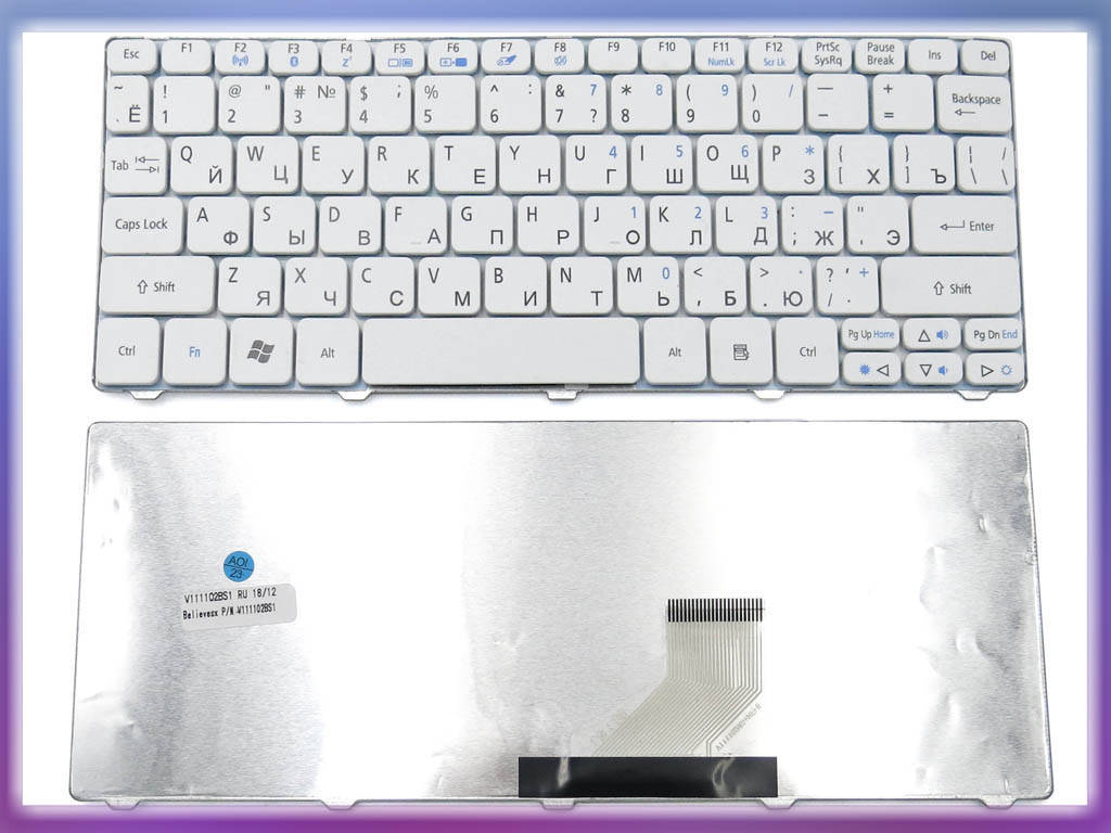 

Клавиатура для ACER Aspire ONE 521, 522, 532, 533, D255, D257, D260, D270 ( RU White ). Оригинал., Белый