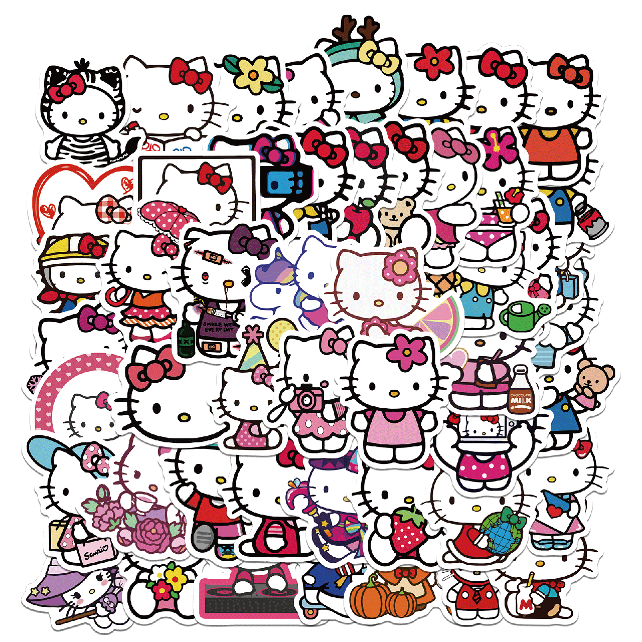 

Набор наклеек Hello Kitty - 50 шт | Хелло Китти - Водостойкие стикеры для оклеивания