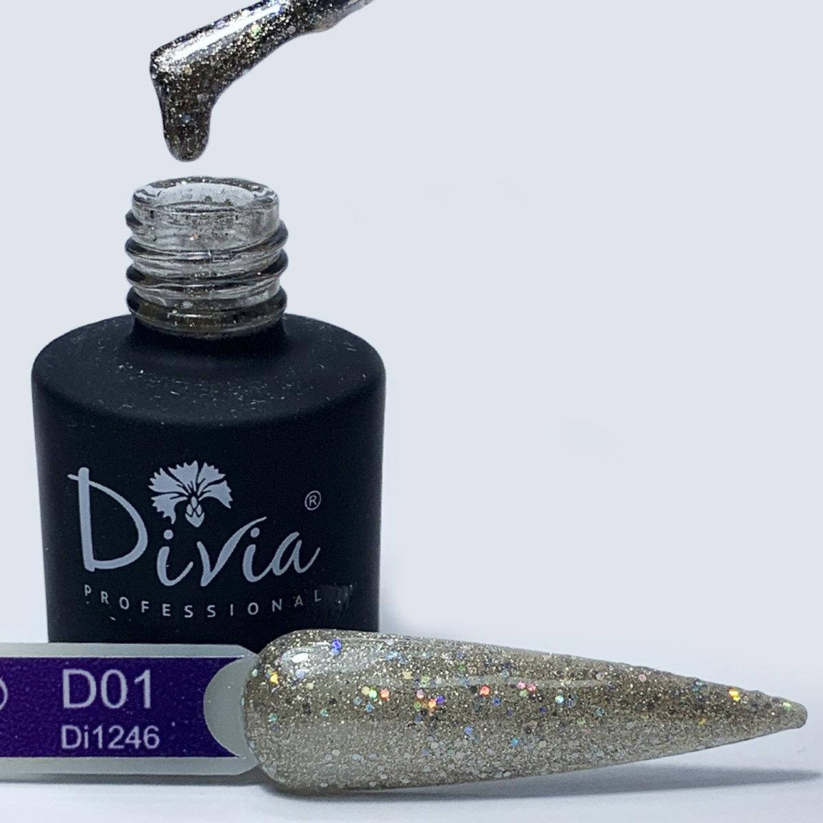 

Гель-лак Divia з блискітками "Dreams/Мрії" Di1246, D01, 8мл