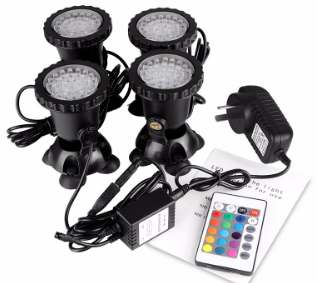 

Подводный мультицветной прожектор с пультом ДУ 4 х 36 LED RGB