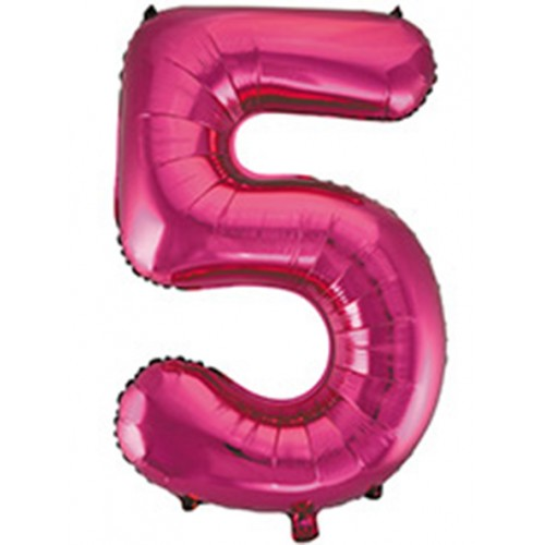 

Фольгована цифра "5" Slim Фуксія в упаковці, Фуксия