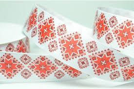 

Репсовая лента 2.5 см, большие и малые ромбы, красные