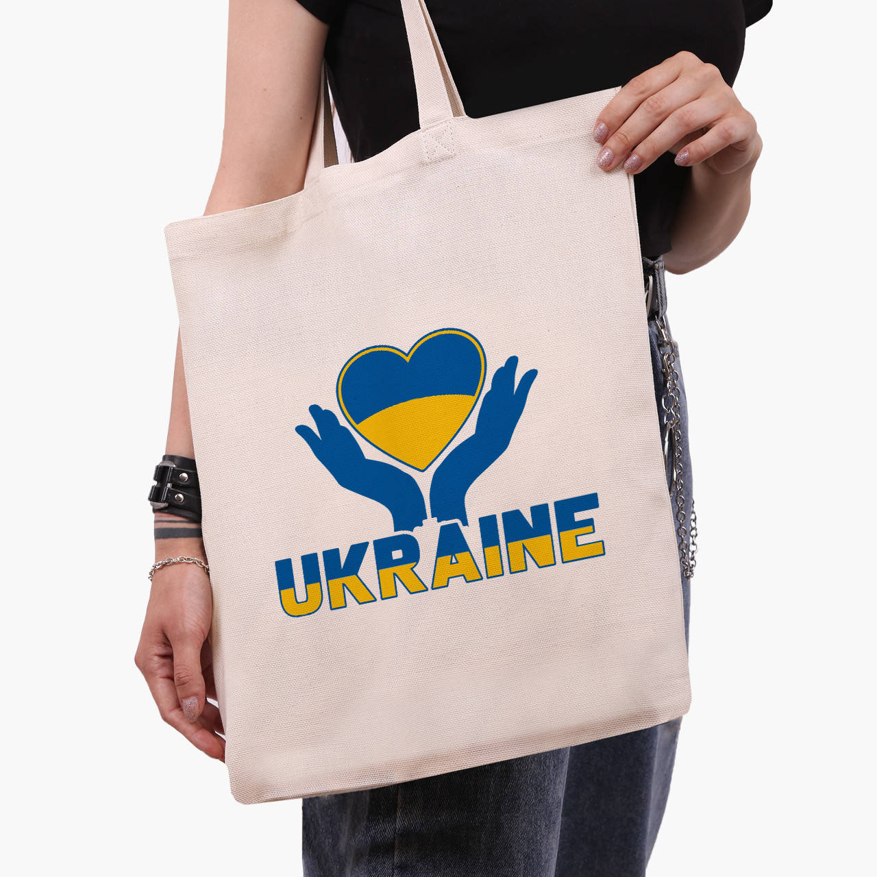 

Эко сумка Украина (Ukraine) (9227-3687) бежева классическая, Белый