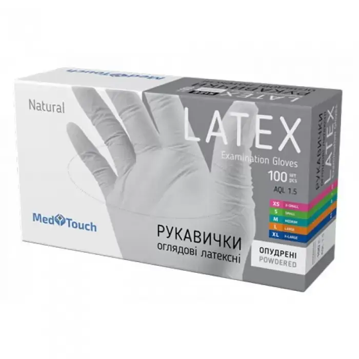

Перчатки латексные опудренные M,  100 шт, Белый