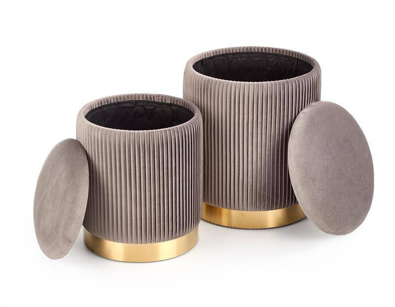 

Пуф (комплект из 2) MONTY серый/золотой с нишей (Halmar)