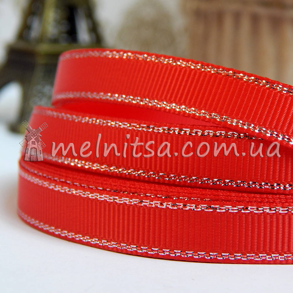 

Лента репсовая с серебр. люрексом 9 мм, красный