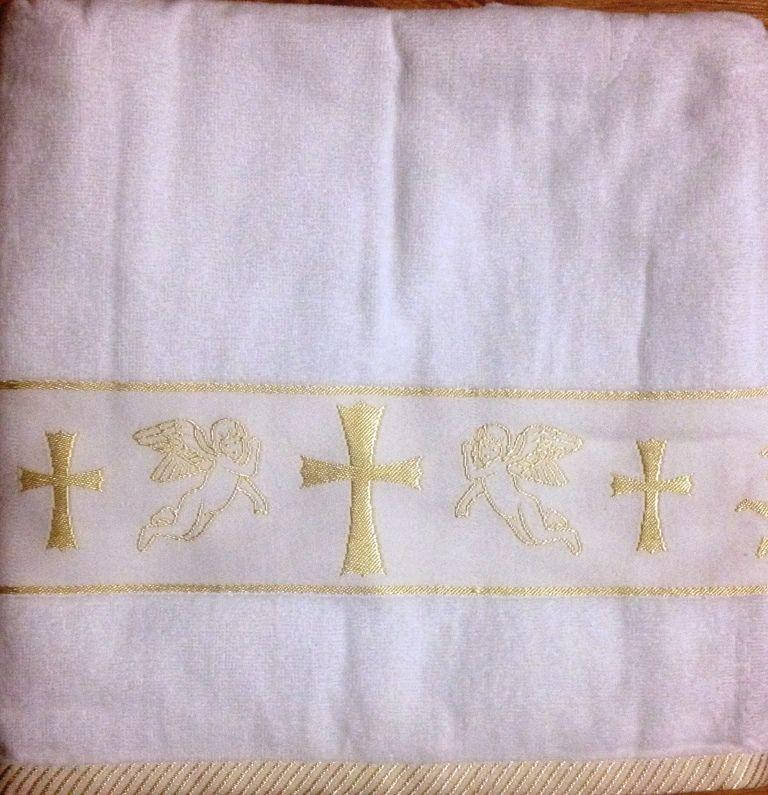 

Крыжма крестильная, вышитая золотом, Белый