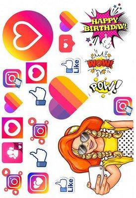 

Вафельна картинка для кондитерских виробів Likee, Instagram (лист А4) 27