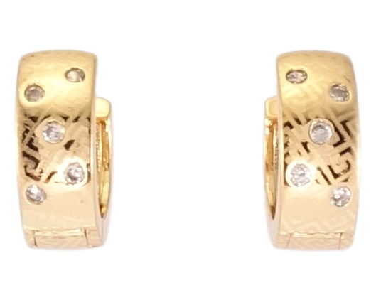

Серьги Xuping Позолота 18K колечки "Греческий Орнамент и Циркониевые Вставки"