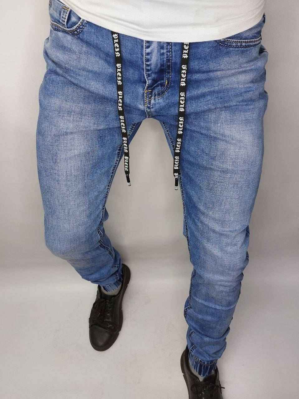 

Джинсы мужские с манжетами синие
