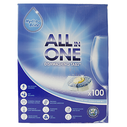 

Таблетки для посудомийної машини Гідробрайт Hydro-Brite all-in-one 100tbs 5шт/ящ (Код : 00-00010938)