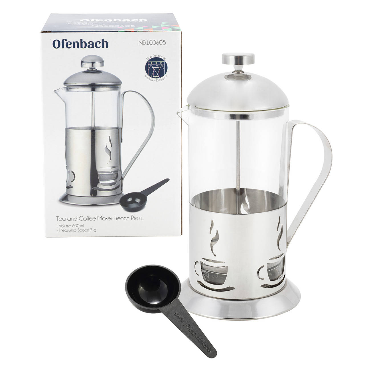 

Заварник френчпресс с мерной ложкой Ofenbach 600мл для чая и кофе KM-100605