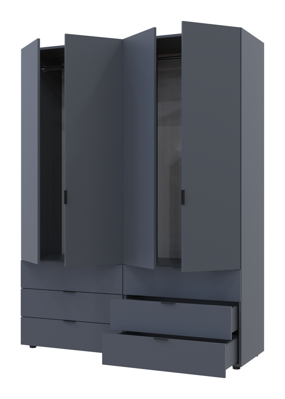 Розпашна Шафа для одягу Doros Гелар комплект Графіт 2+2 ДСП 155х49,5х203,4 (42002131) 2