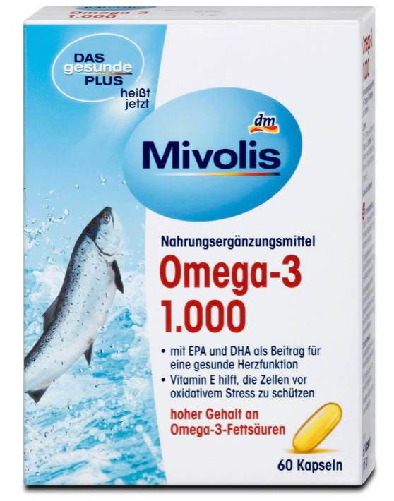 

Комплекс Омега 3 с витамином Е в капсулах Omega 3 1000 мг Mivolis Denk Mit