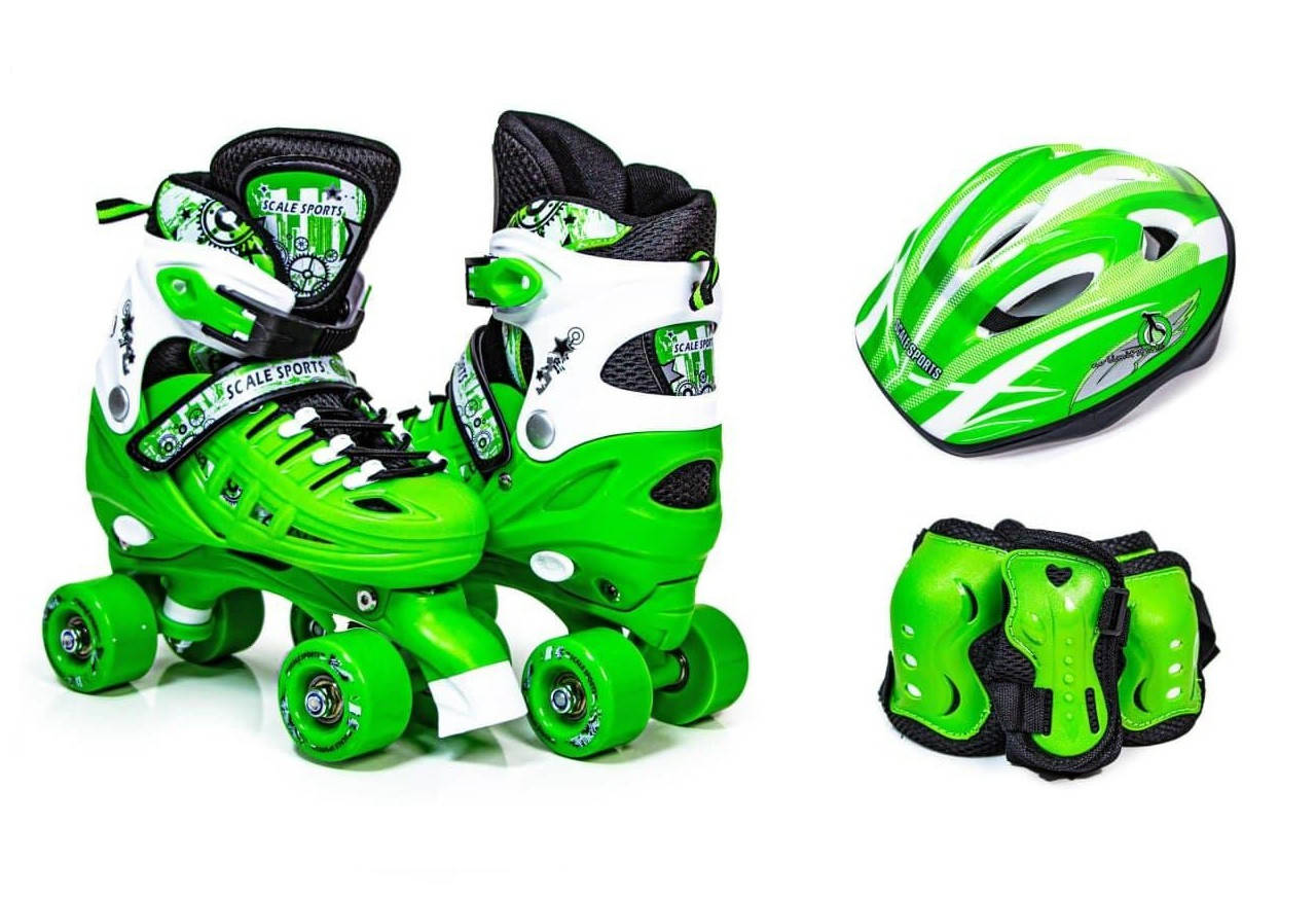 

Комплект Scale Sport ролики-квады+защита+шлем Салатовый Размер 29-33 / 34-38