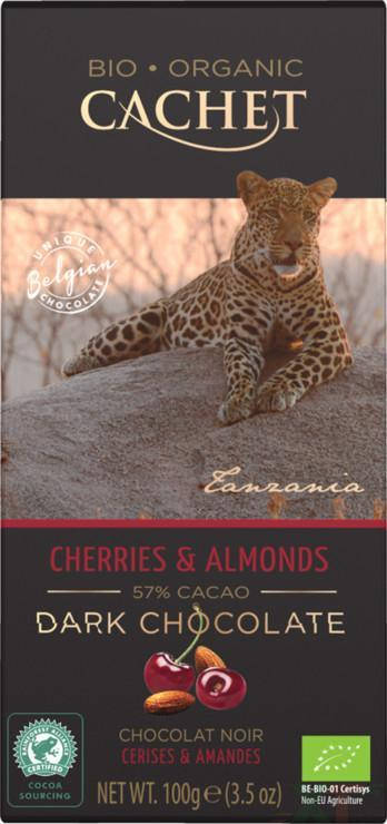 

Шоколад черный Вишня с миндалем Cachet Bio Organic Cherries & Almonds, 100 г Бельгия