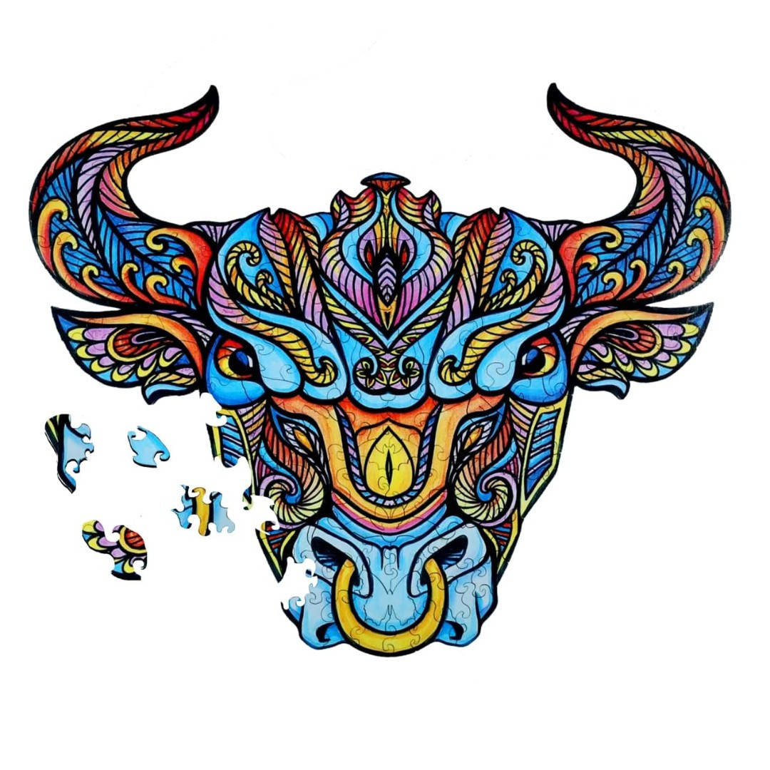 

Фигурный деревянный пазл BrushMe "Бык" 36х46см 123 элемента в подарочной коробке DP9