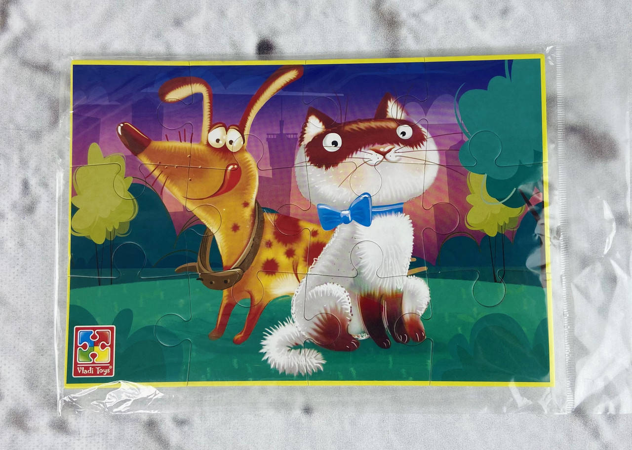 

Пазлы Мягкие А5 Baby Puzzle "Кот и собачка" VT1103-86 Vladi Toys Украина