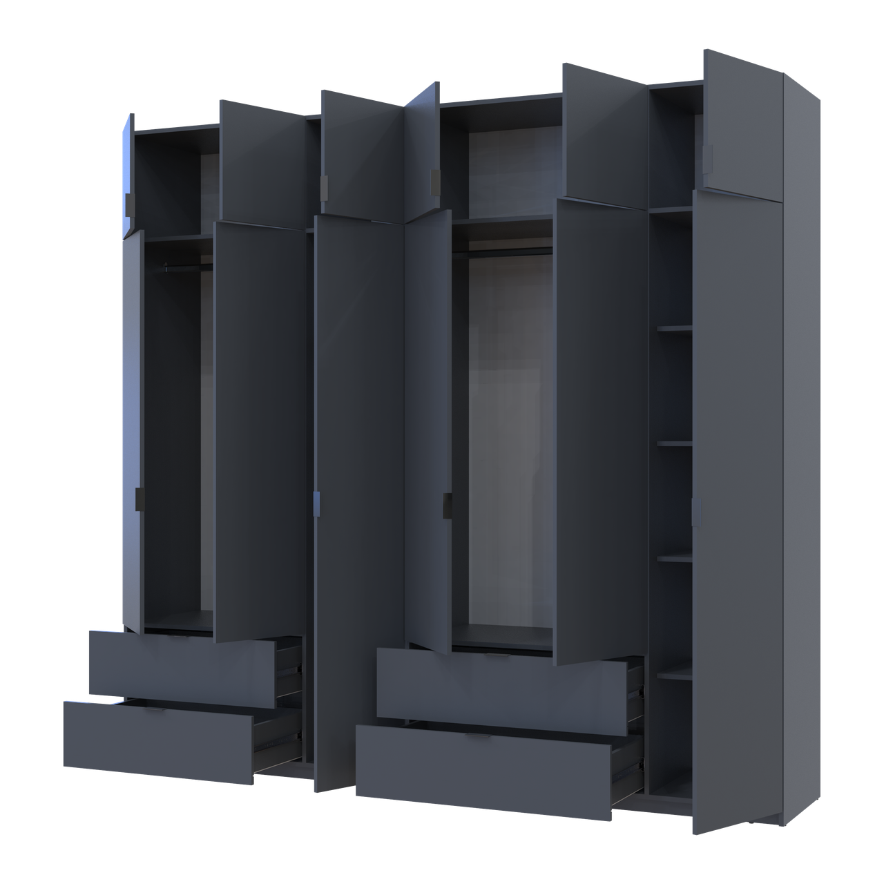 Розпашна Шафа для одягу Doros Лукас Графіт 3+3 ДСП 255х50х240 (42005113) 2