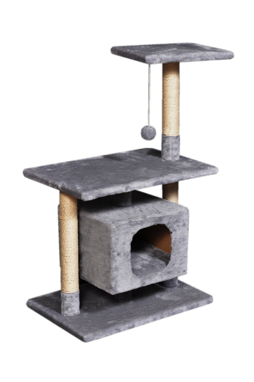 

Домик-когтеточка (дряпка) Мур-Мяу "Буржуй" в джутовой веревке Серый