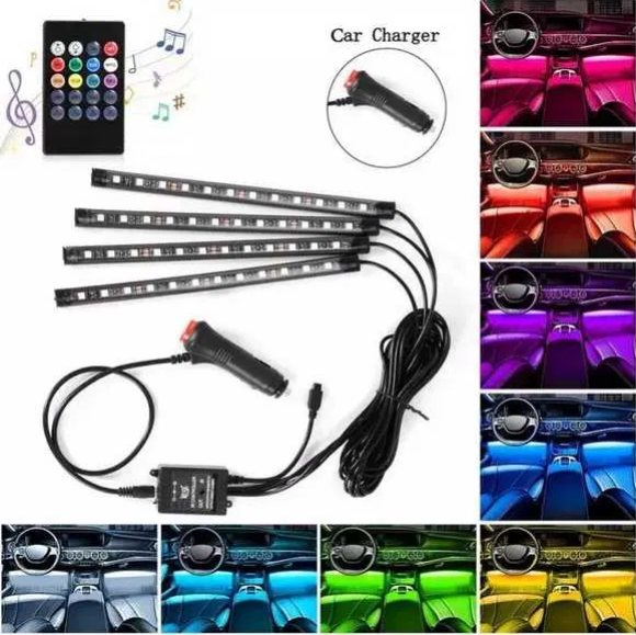 

Светодиодная 12 LED RGB авто подсветка салона ног цветомузыка пульт ДУ
